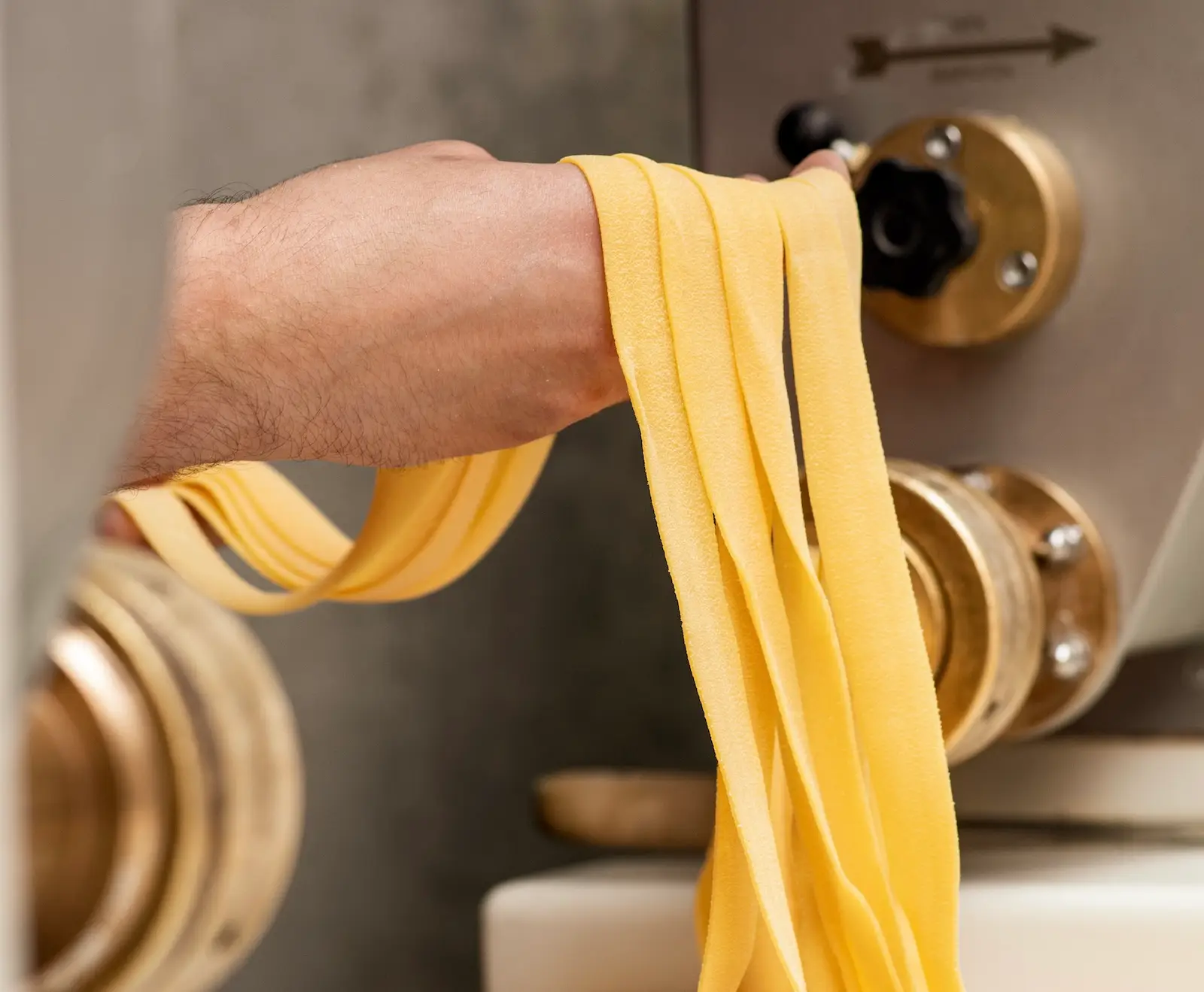 Fresh pasta being made