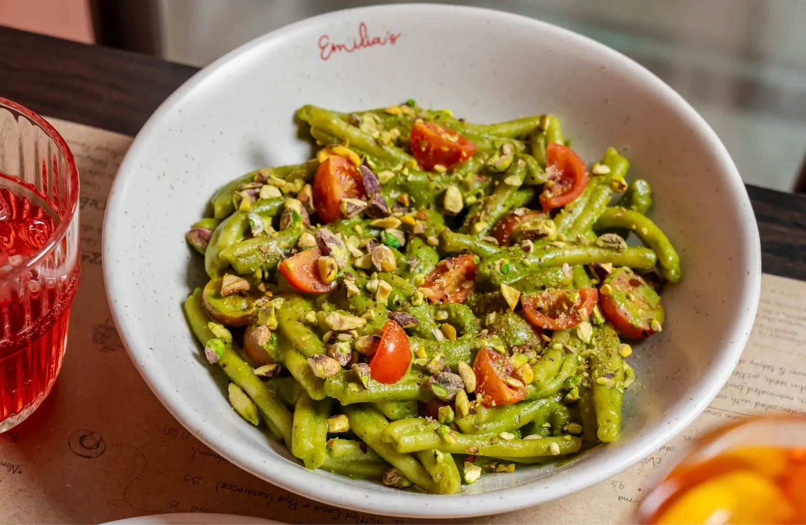 Pistachio pesto pasta