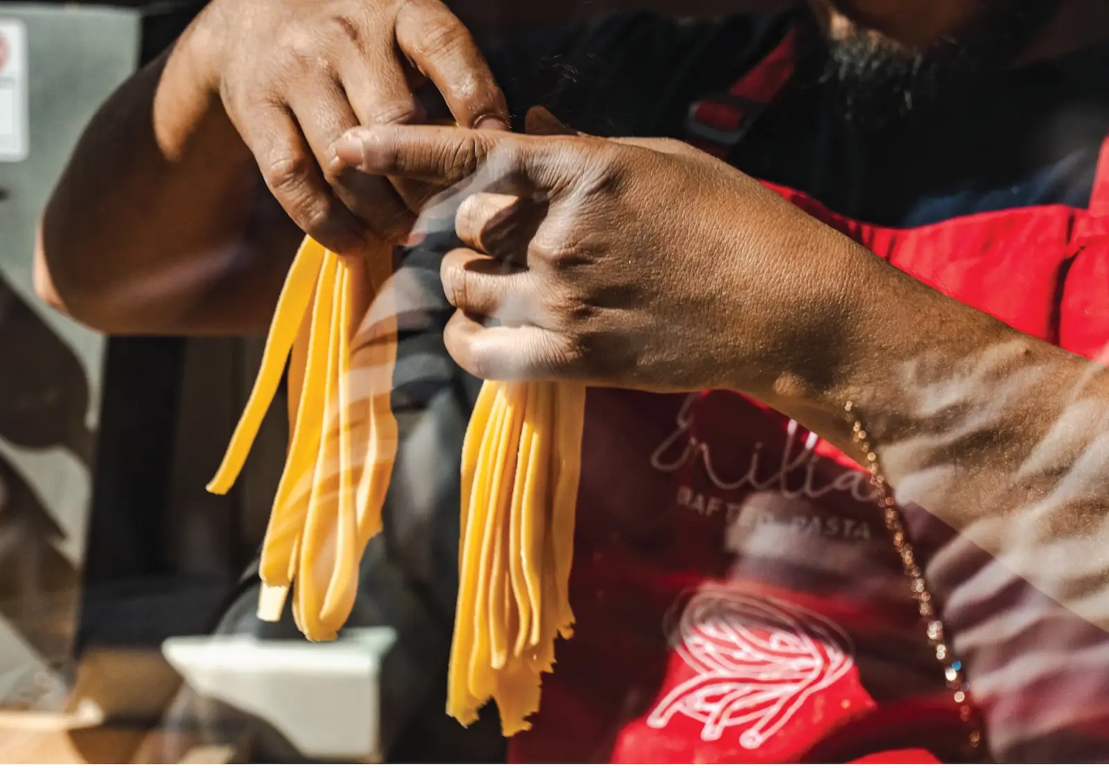 Fresh pasta being made at Emilia's Baker Street