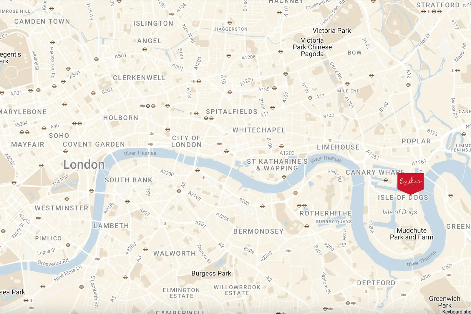 Emilias Canary wharf map